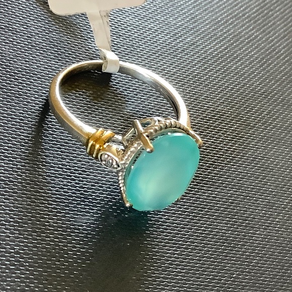 Sterling Silver Genuine Gemstone Aqua Chalcedony Ring Size-8 - Picture 1 of 16